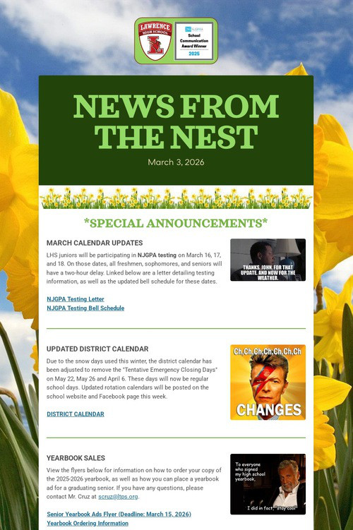 NEWS FROM THE NEST