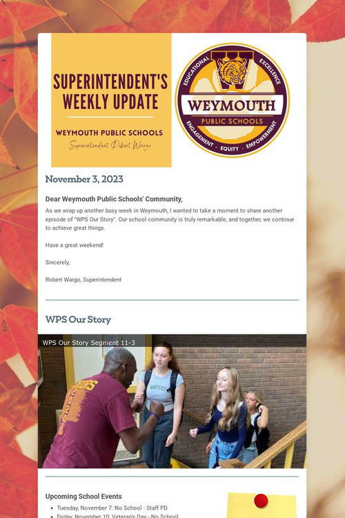 Superintendent's Weekly Update