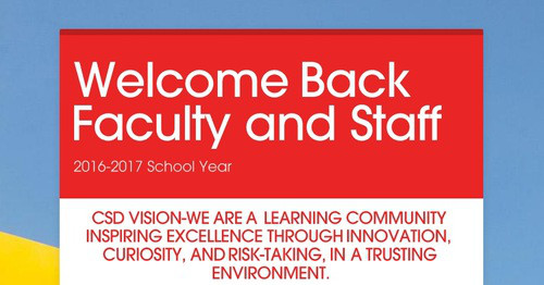 Welcome Back Faculty and Staff