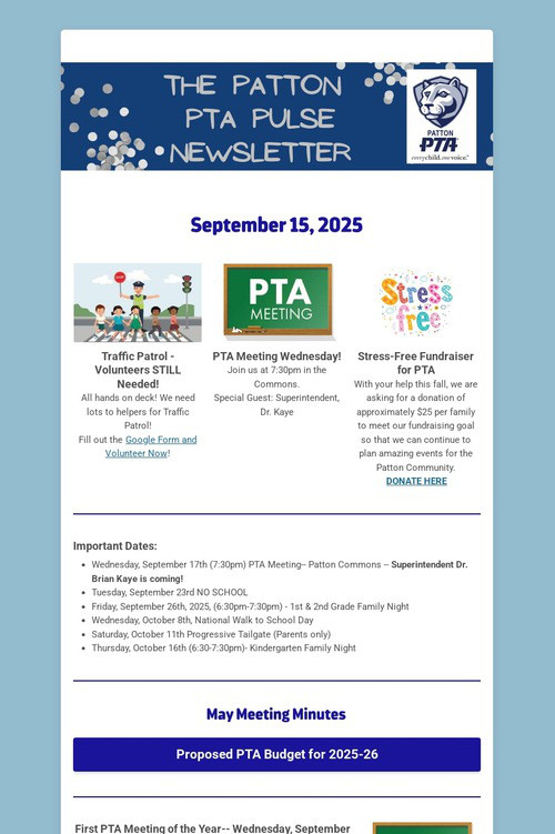 Patton PTA Pulse Newsletter