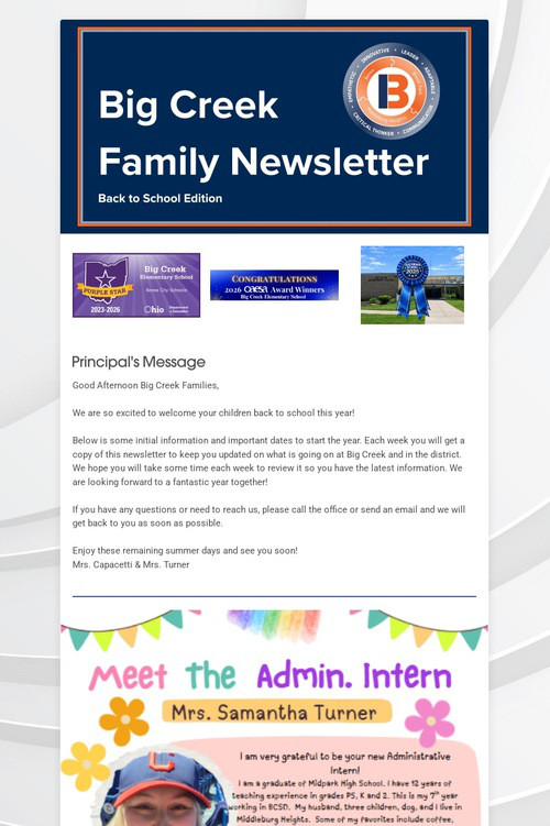 BIG CREEK FAMILY NEWSLETTER