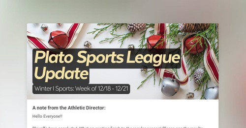 Plato Sports League Update
