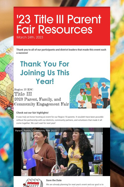 '23 Title III Parent Fair Resources