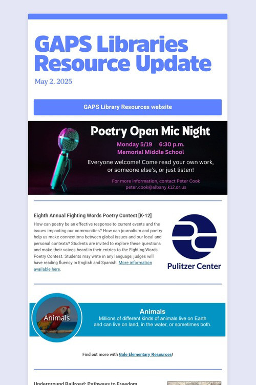 GAPS Libraries Resource Update