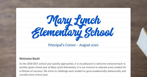 Mary Lynch Elementary School | Smore Newsletters