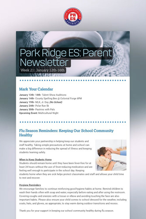 Park Ridge ES: Parent Newsletter