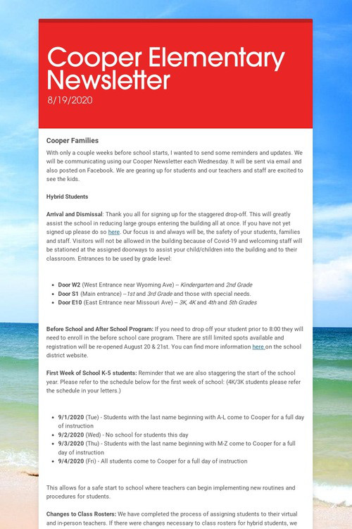 Cooper Elementary Newsletter