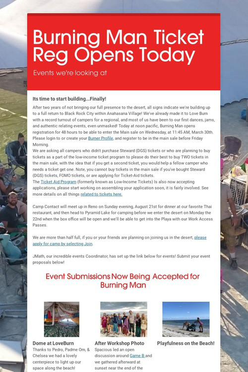 Burning Man Ticket Reg Opens Today
