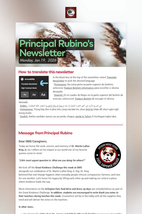 Principal Rubino's Newsletter