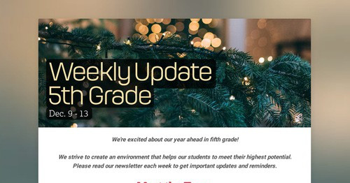 Weekly Update 5th Grade