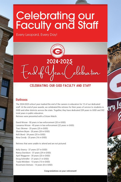 Celebrating our Faculty and Staff