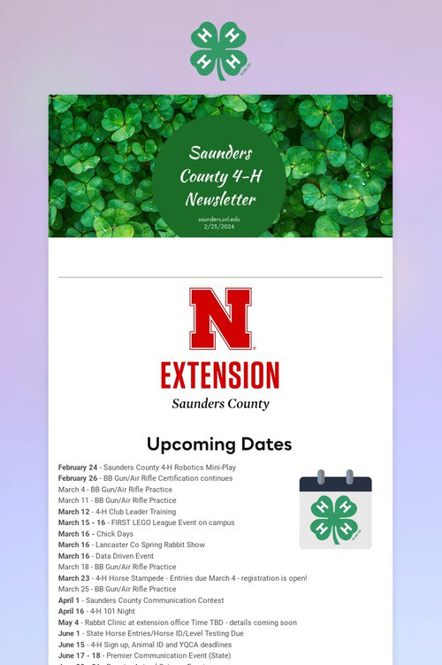 Saunders County 4-H Update