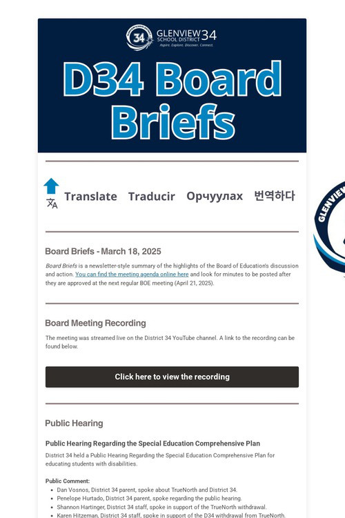 Board Briefs