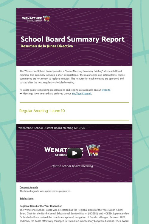 School Board Meeting Summary