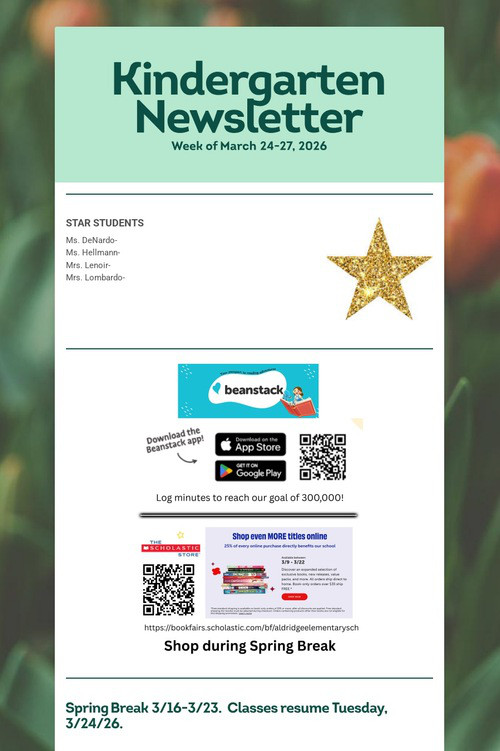 Kindergarten Newsletter