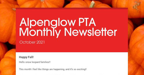 Alpenglow PTA Monthly Newsletter