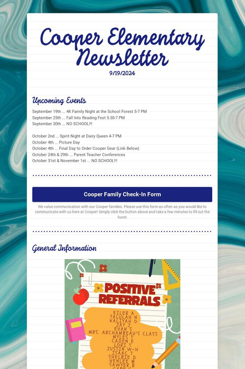 Cooper Elementary Newsletter