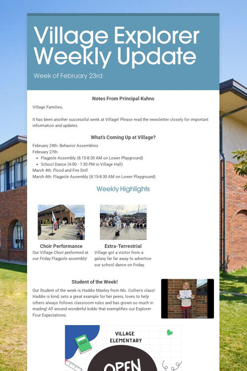 Village Explorer Weekly Update