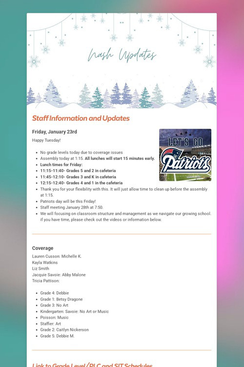 Greenfield High Stuffy-Staff-Update