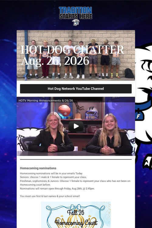 HOT DOG CHATTER Aug. 26, 2026