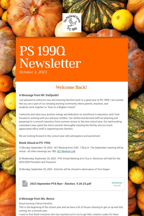 PS 199Q Newsletter