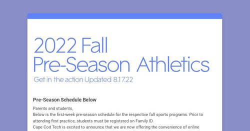 2022 Fall Pre-Season Athletics