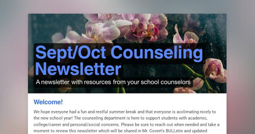 Sept/Oct Counseling Newsletter