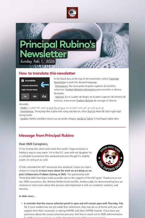 Principal Rubino's Newsletter