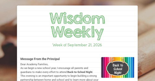 Wisdom Weekly - September 21, 2026