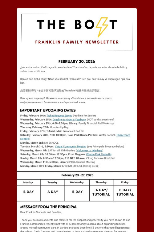 Weekly Family Newsletter