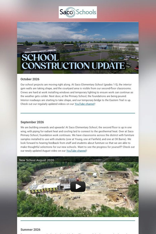 SCHOOL CONSTRUCTION UPDATE