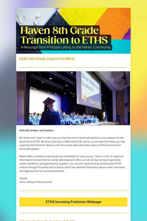 Haven 8th Grade Transition to ETHS