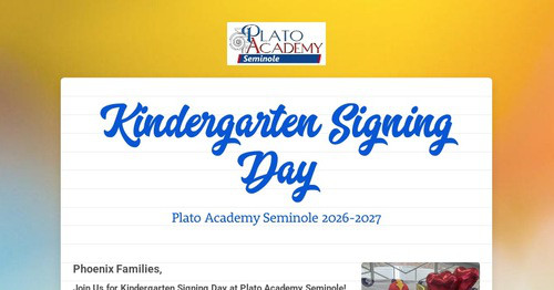 Kindergarten Signing Day
