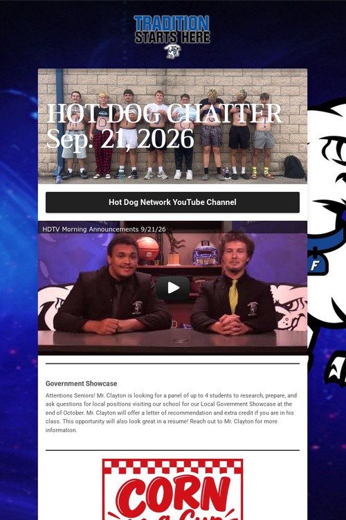HOT DOG CHATTER Sep. 21, 2026