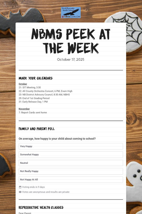 NBMS Peek at The Week
