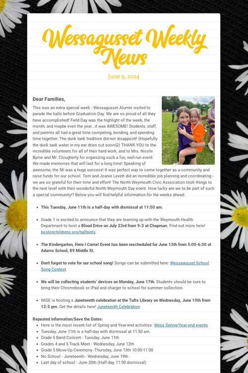 Wessagusset Weekly News