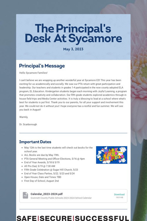 The Principal's Desk At Sycamore
