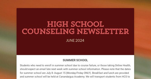 High School Counseling Newsletter