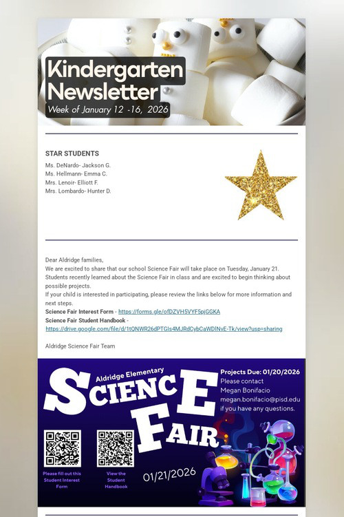 Kindergarten Newsletter