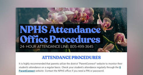 NPHS Attendance Office Procedures