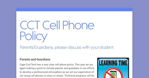CCT Cell Phone Policy