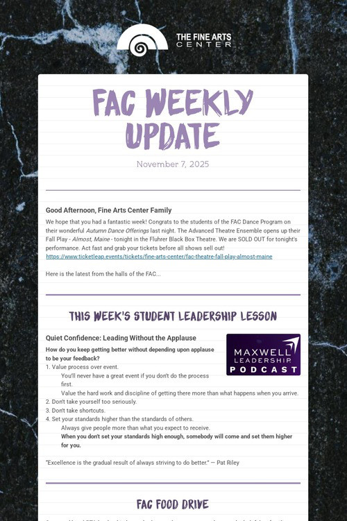 FAC Weekly Update