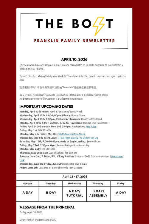 Weekly Family Newsletter