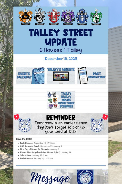 Talley Street Update