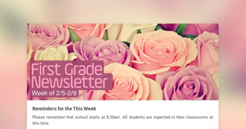 First Grade Newsletter