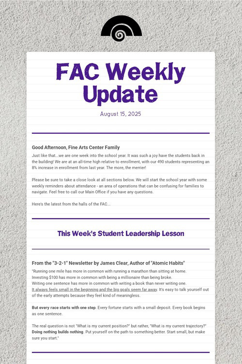 FAC Weekly Update