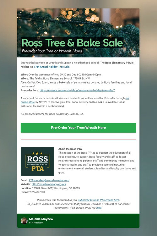 Ross Tree & Bake Sale
