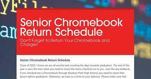 Senior Chromebook Return Schedule