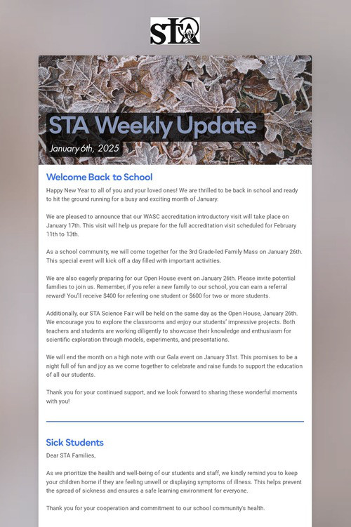 STA Weekly Update