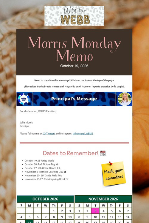 Morris Monday Memo